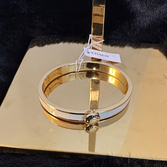 Coach Gold and Cream Bangle Bracelet - Picture 1 of 6